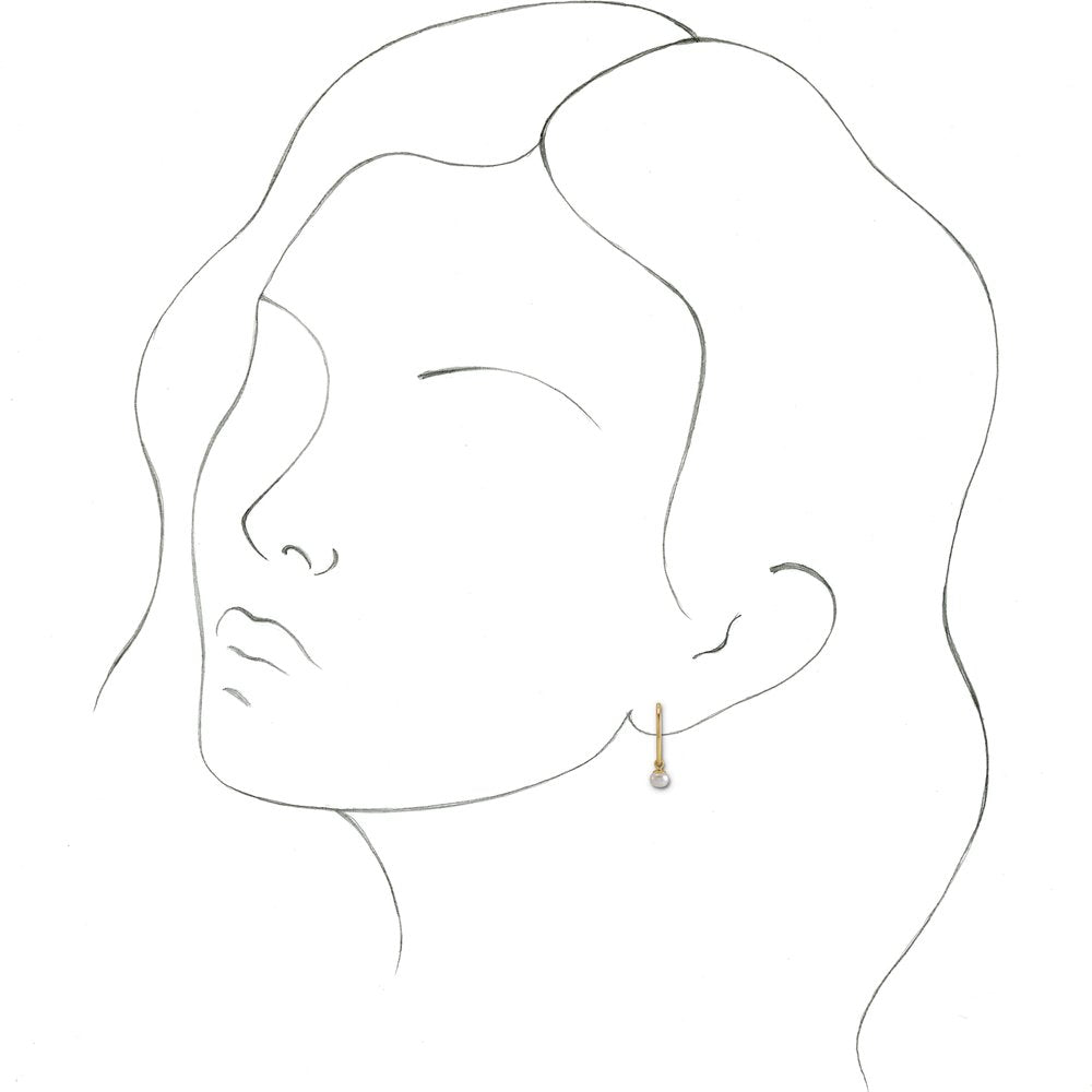 14K Yellow Cultured White Freshwater Pearl Endless Hoop Earrings