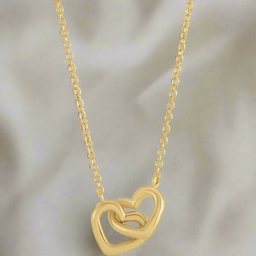 14K Yellow Interlocking Heart Necklace